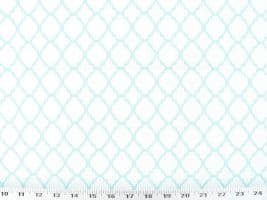 Quatrefoil White / Baby Blue Fabric