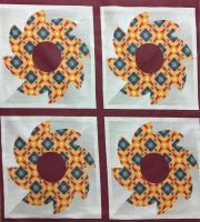 90" Wide Windmill Burgundy Cheater Quilt Top Fabric - imperfect