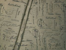 Postcard Script Drapery / Upholstery Fabric - ships separately