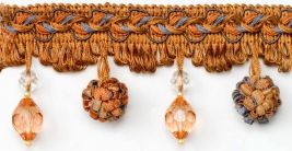 Ball & Teardrop Beaded Fringe - Cinnamon Multi 3 1/2