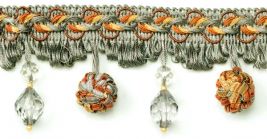 Ball & Teardrop Beaded Fringe - Slate Multi 3 1/2