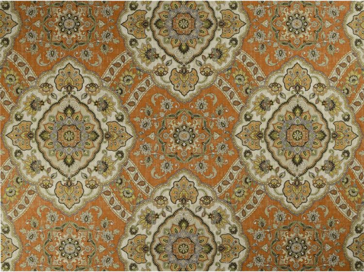 Drapery Upholstery Fabric Indoor/Outdoor Abstract Leaf Terracotta Vine