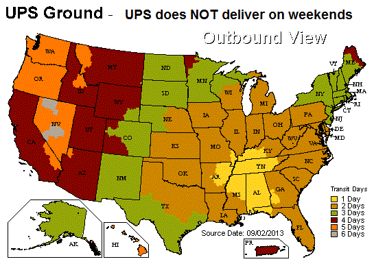 UPS Ground Transit Map