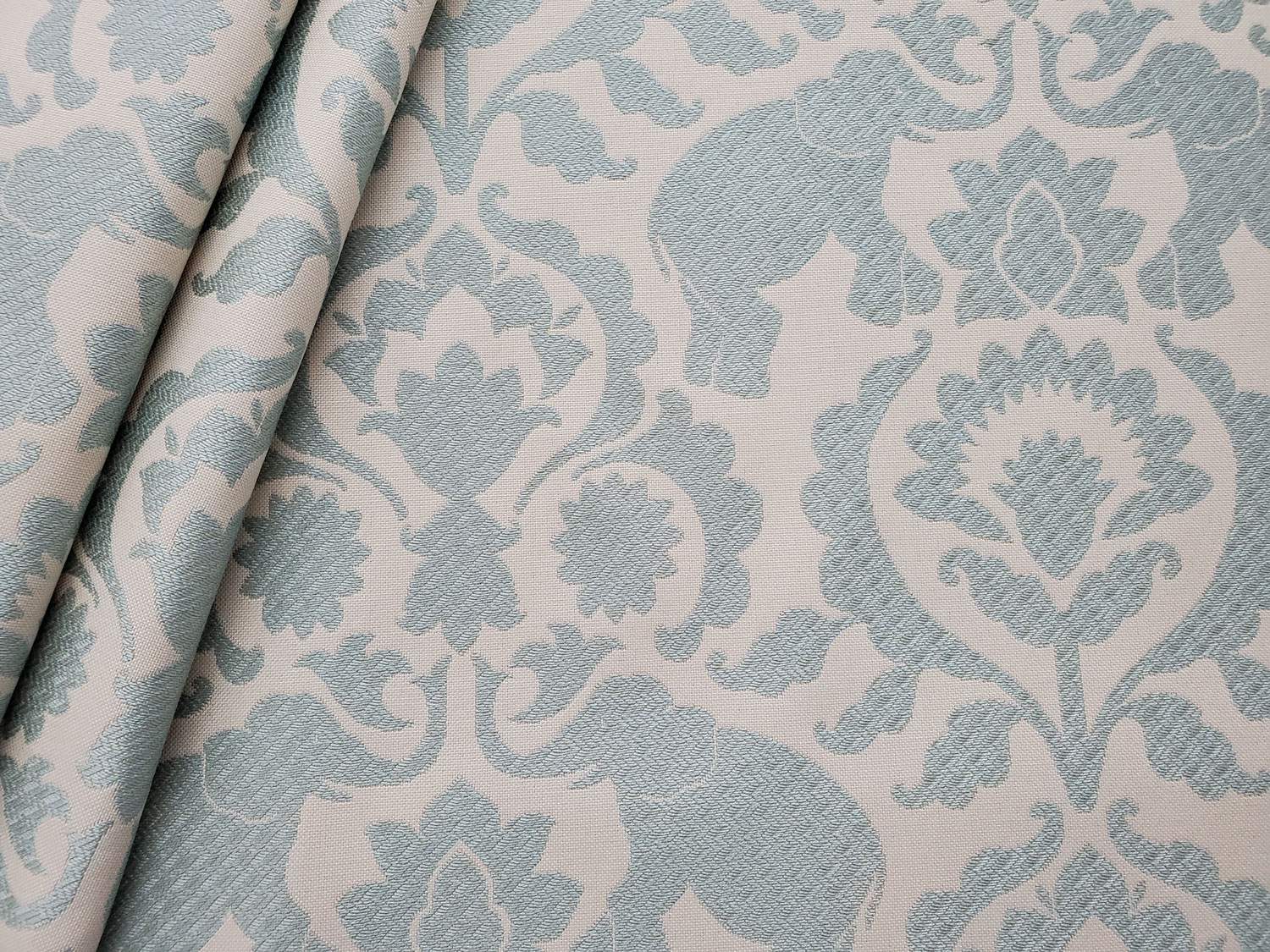 Toile Blue on Ivory Background Designer Curtain Upholstery Fabric 