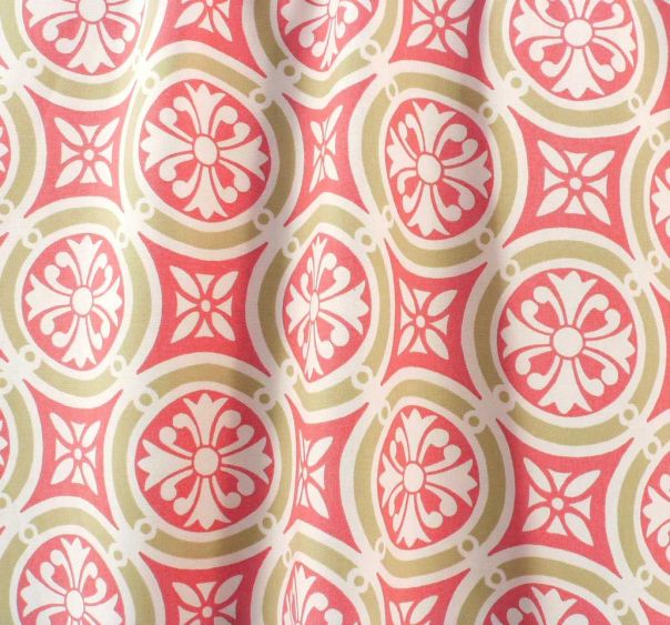 Red Pink Shade Medallion Geometric Pattern Chenille Material Upholstery Fabric 