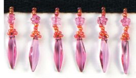 Raindrop Beaded Trim - Burgundy 1 5/8