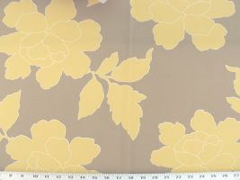 New Peony Canary Taupe- Indoor/Outdoor Fabric