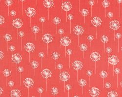 Small Dandelion Coral Fabric / White