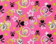 Stars & Bones Candy Pink / Black Fabric
