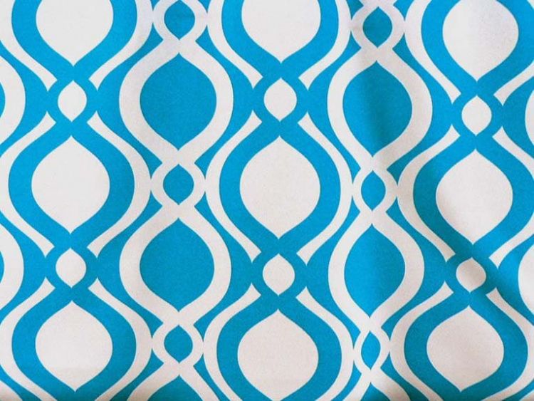 Outdoor Geometric Ellipse Blue & White Drapery Upholstery Fabric Indoor 
