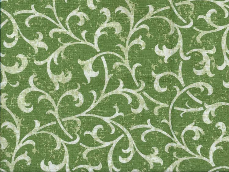 35 Wide Vintage Celery Green Cotton Fabric With Ribbon Accents or Patterns Per Yard