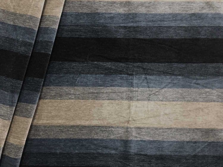 Dark Grey Tartan Stripe Checked Pattern Texture Weave Chenille Upholstery Fabric