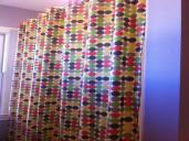 Polk-a-dot shower curtain with grommets 