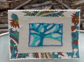 Crewel embroidered greeting card