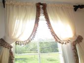 Linen Sheer Curtain Panels w/tassel trim and tie-back