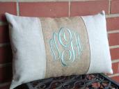 Linen and Burlap Monogrammed Pillow Cover