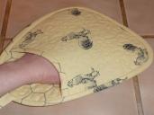 Chicken or the egg quilted potholder